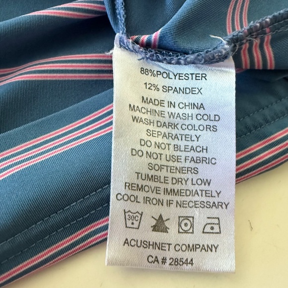 FootJoy Light Blue Pink Striped Performance Button Down Golf Polo Mens LARGE - Picture 7 of 7